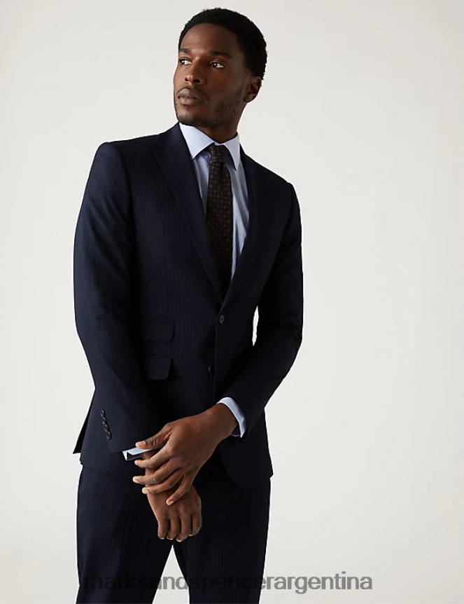 Marks & Spencer hombres chaqueta de traje slim fit a rayas diplomáticas ropa Armada 46VL6288