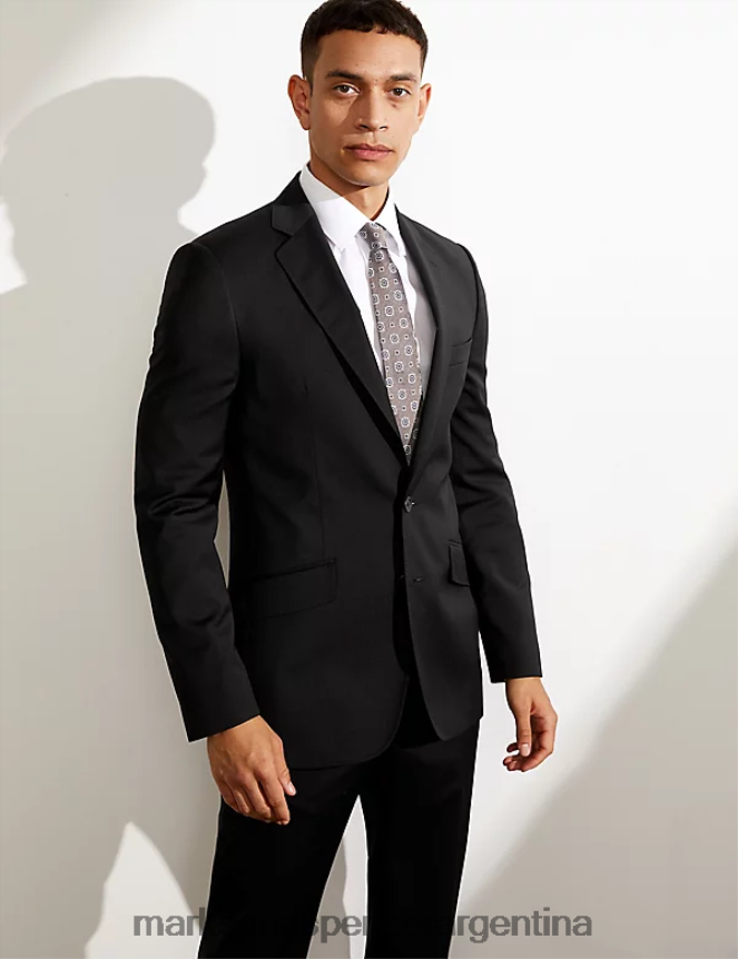 Marks & Spencer hombres chaqueta entallada de sarga de pura lana ropa negro 46VL6544