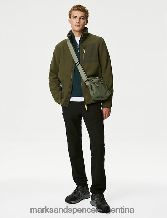 Marks & Spencer hombres chaqueta polar con cremallera ropa caqui medio 46VL5872
