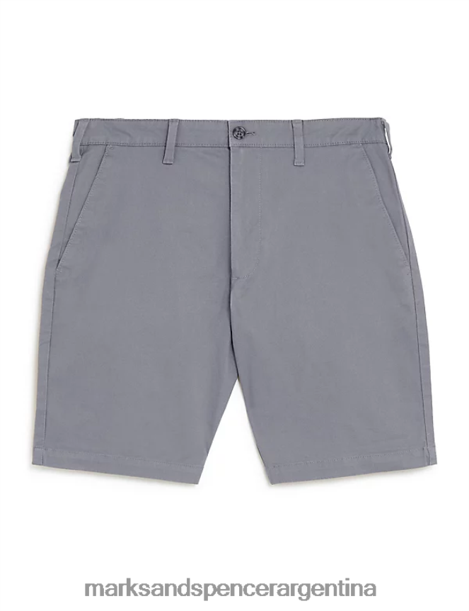 Marks & Spencer hombres pantalones cortos chinos elásticos ropa gris medio 46VL6122
