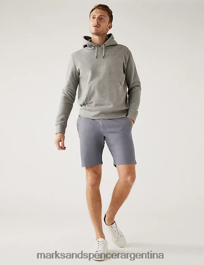 Marks & Spencer hombres pantalones cortos chinos elásticos ropa gris medio 46VL6122