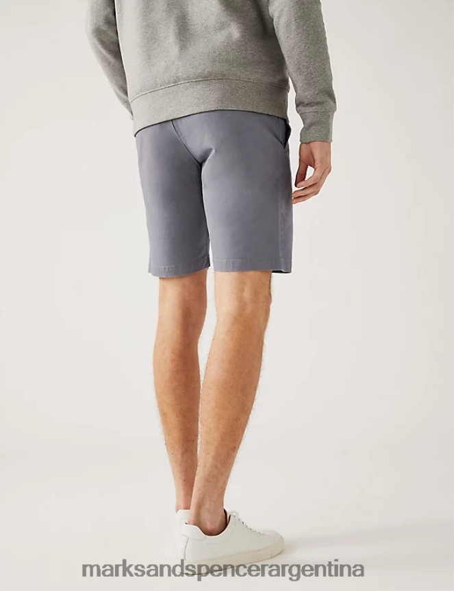 Marks & Spencer hombres pantalones cortos chinos elásticos ropa gris medio 46VL6122