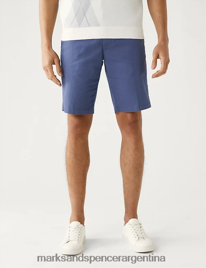 Marks & Spencer hombres pantalones cortos chinos elásticos súper ligeros ropa índigo 46VL6502