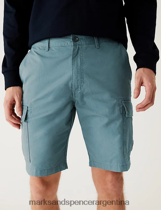 Marks & Spencer hombres shorts cargo de puro algodón ropa fuerza aérea azul 46VL5702