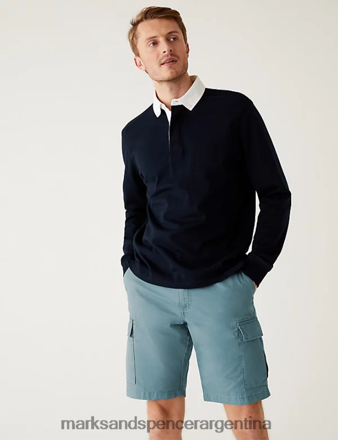 Marks & Spencer hombres shorts cargo de puro algodón ropa fuerza aérea azul 46VL5702
