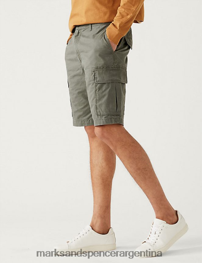 Marks & Spencer hombres shorts cargo de puro algodón ropa mezcla de color caqui 46VL5700