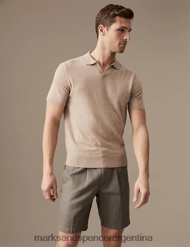 Marks & Spencer hombres shorts chinos de lino y algodón con cintura elástica ropa lunar 46VL6368