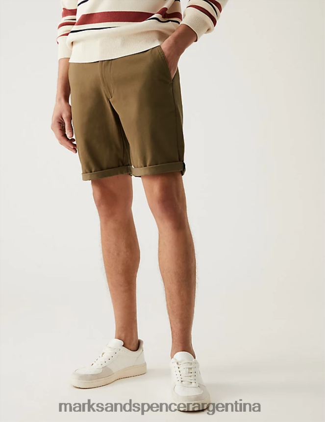 Marks & Spencer hombres shorts chinos definitivos con elasticidad ropa bronce oscuro 46VL6404