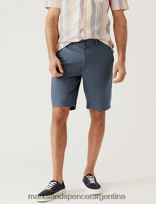 Marks & Spencer hombres shorts chinos en mezcla de lino ropa carbón 46VL5584