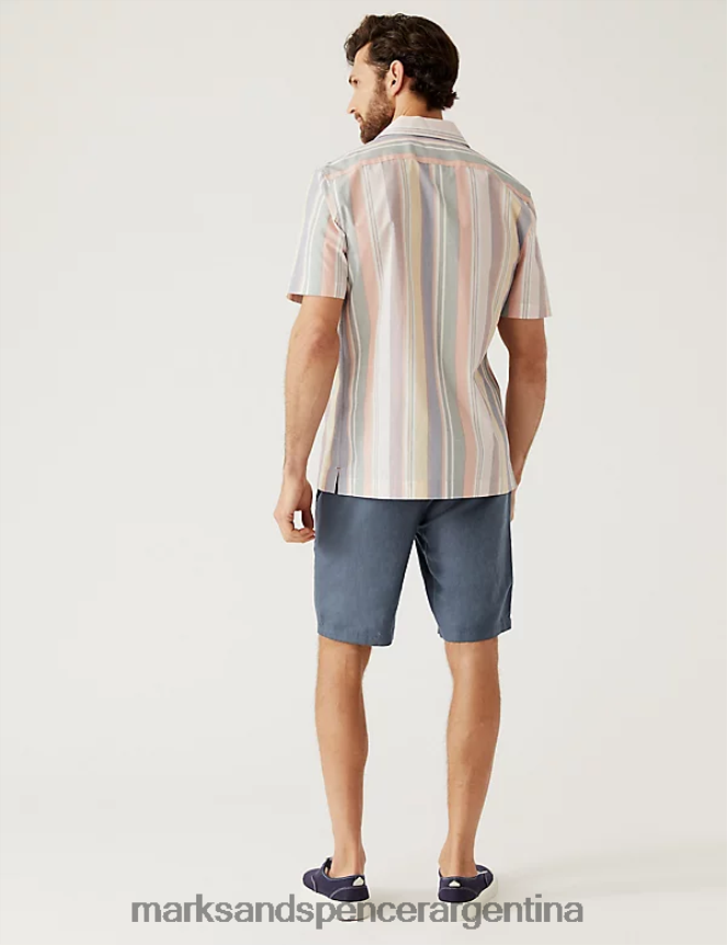 Marks & Spencer hombres shorts chinos en mezcla de lino ropa carbón 46VL5584