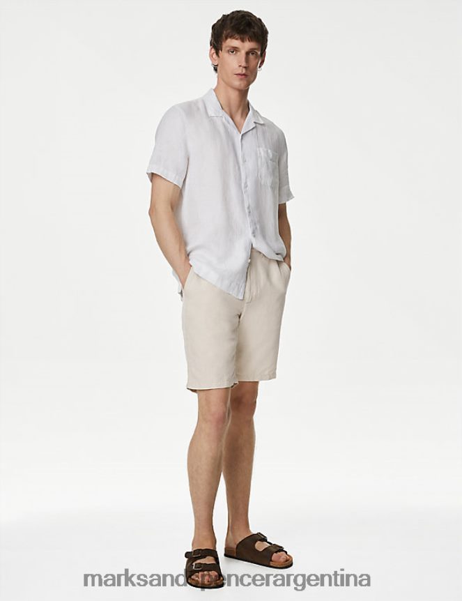 Marks & Spencer hombres shorts chinos en mezcla de lino ropa piedra 46VL5582