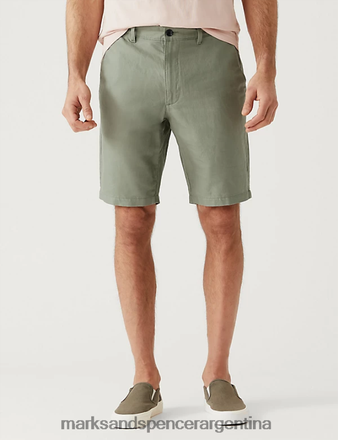 Marks & Spencer hombres shorts chinos en mezcla de lino ropa sabio 46VL5184