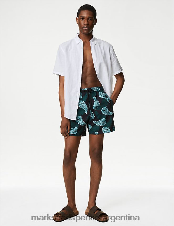 Marks & Spencer hombres shorts de baño de secado rápido ropa mezcla negra 46VL5026