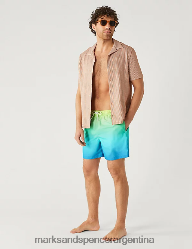 Marks & Spencer hombres shorts de baño degradados de secado rápido ropa mezcla azul 46VL5182