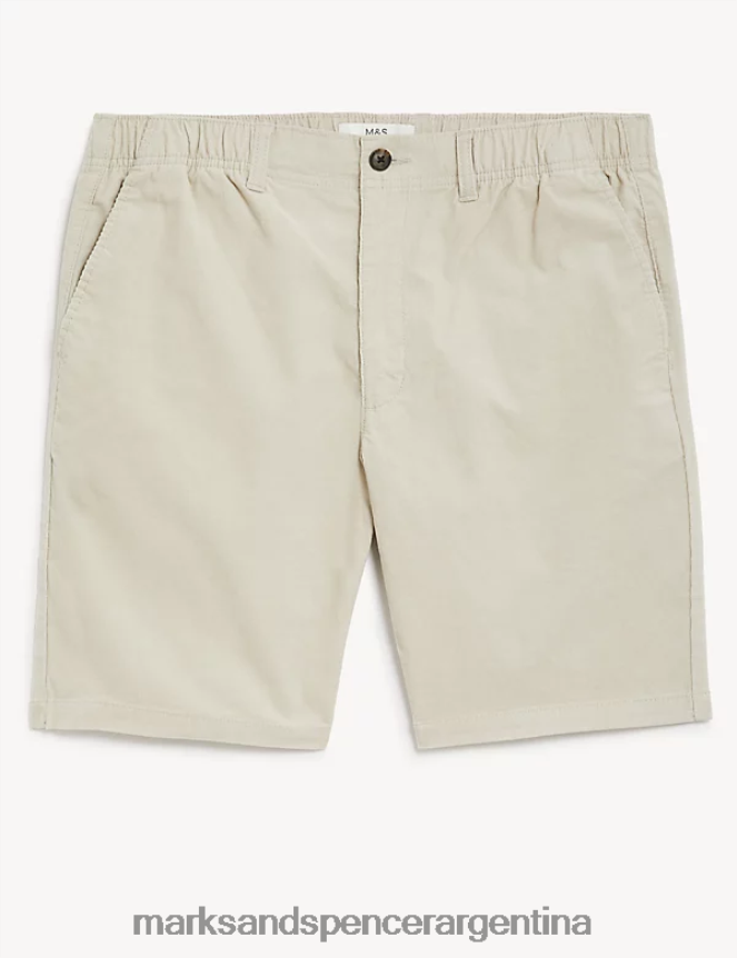 Marks & Spencer hombres shorts de pana de puro algodón con cintura elástica ropa crudo 46VL6134