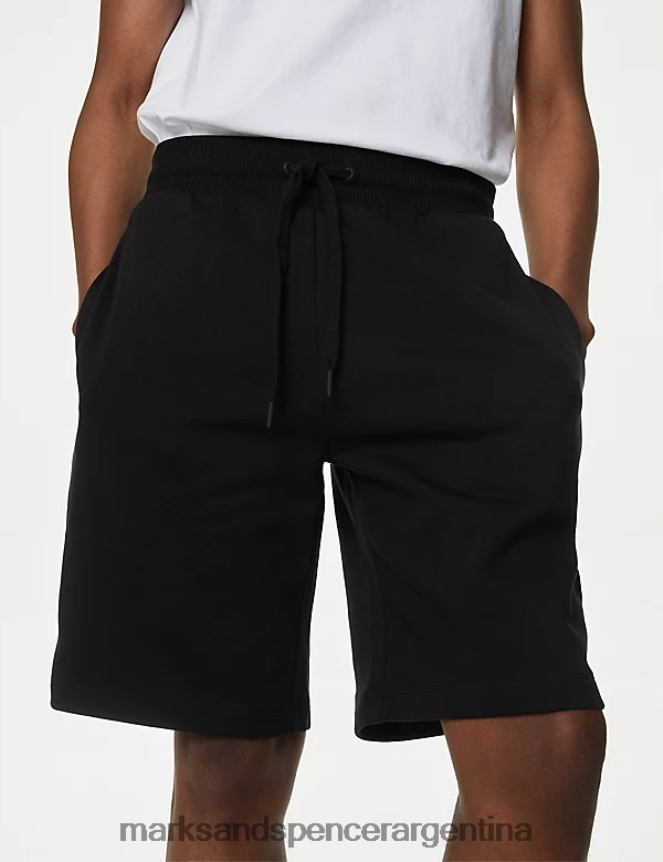 Marks & Spencer hombres shorts oversize de punto rico en algodón ropa negro 46VL5110
