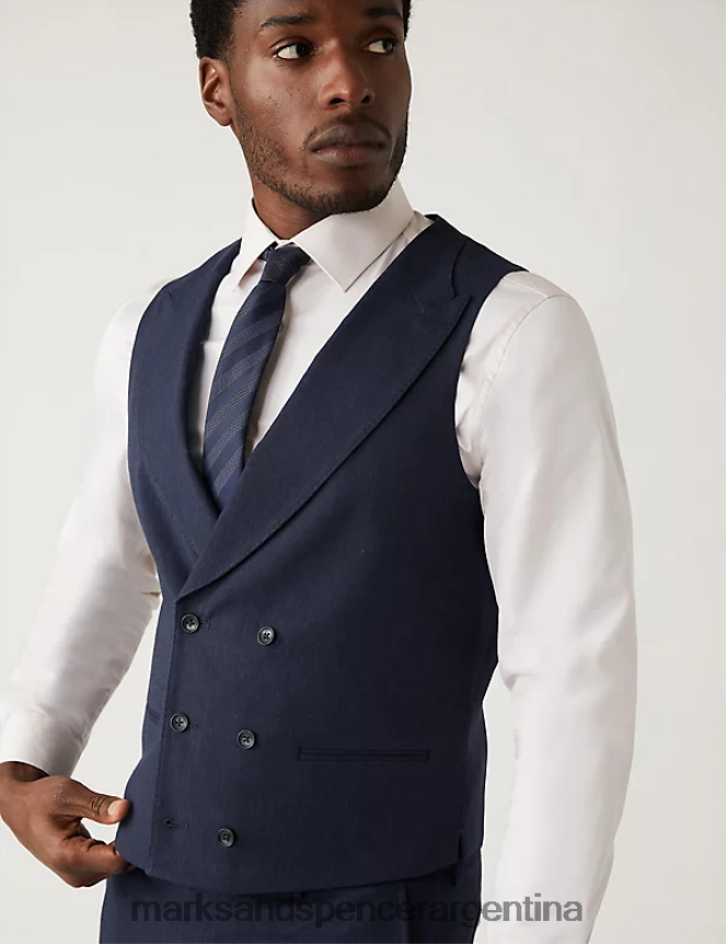Marks & Spencer hombres chaleco milagroso de lino italiano ropa Armada 46VL5930