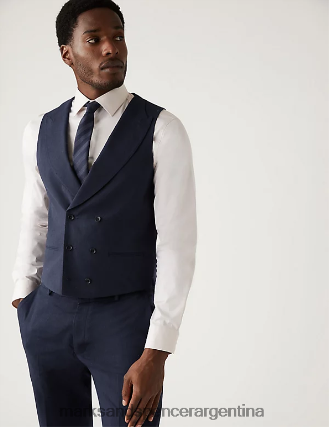 Marks & Spencer hombres chaleco milagroso de lino italiano ropa Armada 46VL5930