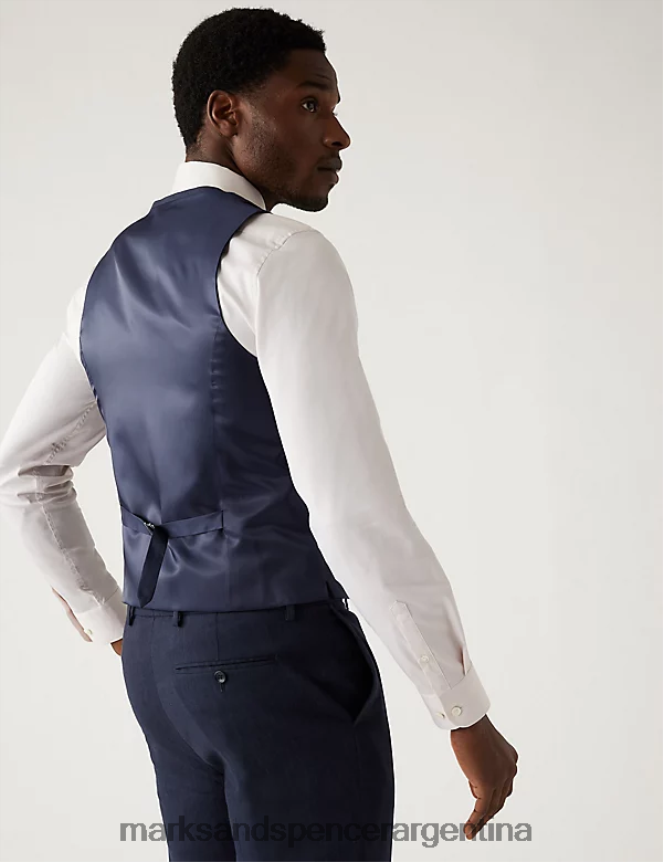 Marks & Spencer hombres chaleco milagroso de lino italiano ropa Armada 46VL5930