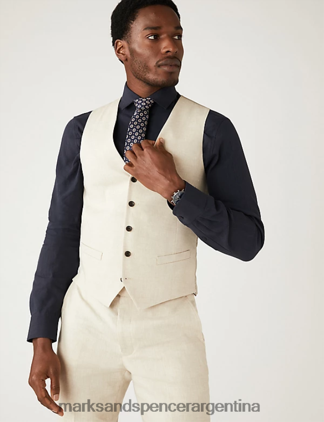 Marks & Spencer hombres chaleco milagroso de lino italiano ropa neutral 46VL6230