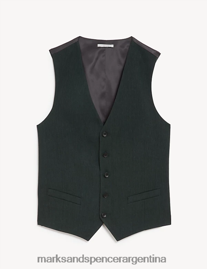 Marks & Spencer hombres chaleco milagroso de lino italiano ropa verde oscuro 46VL6228