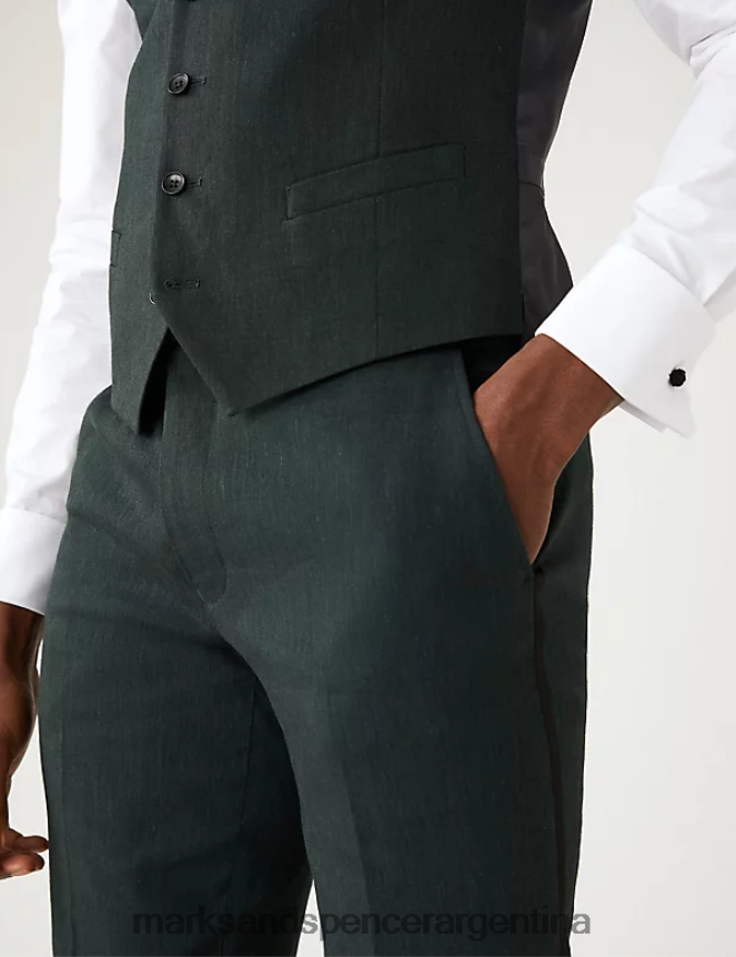 Marks & Spencer hombres chaleco milagroso de lino italiano ropa verde oscuro 46VL6228