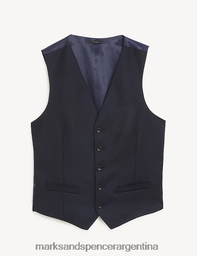 Marks & Spencer hombres chaleco texturizado de pura lana ropa Armada 46VL7060
