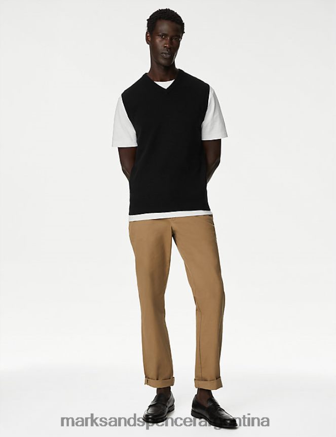 Marks & Spencer hombres Jersey sin mangas de pura lana de cordero extrafina ropa negro 46VL6336