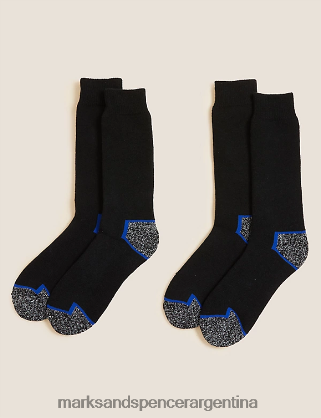 Marks & Spencer hombres Paquete de 2 calcetines de trabajo pesados ​​Freshfeet ropa Gris oscuro 46VL7362