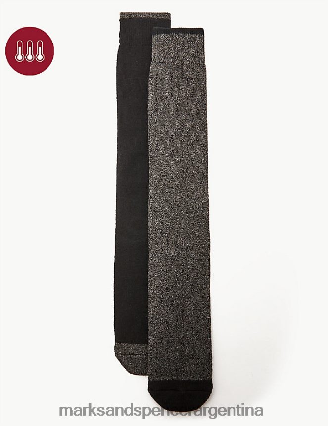 Marks & Spencer hombres Paquete de 2 calcetines térmicos Heatgen de máxima calidez. ropa mezcla gris 46VL7062