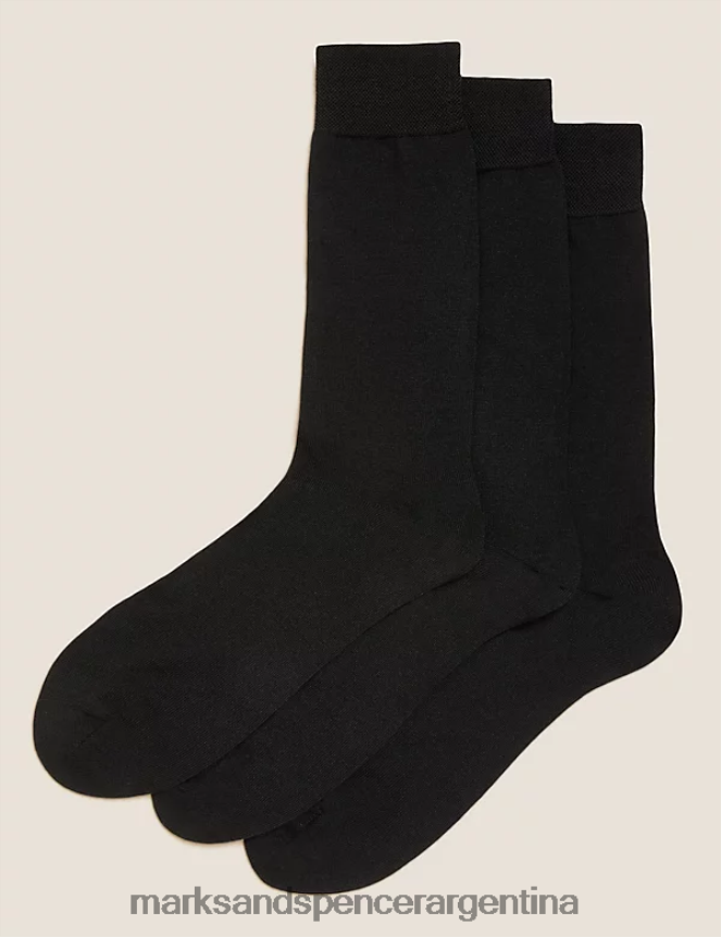 Marks & Spencer hombres Paquete de 3 calcetines de lana merino ropa negro 46VL6206