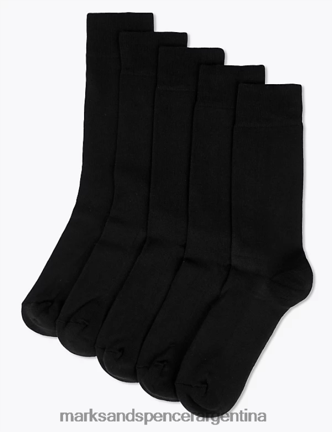 Marks & Spencer hombres Paquete de 5 calcetines acolchados Cool & Fresh ropa negro 46VL6978