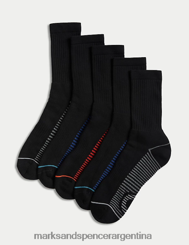 Marks & Spencer hombres Paquete de 5 calcetines deportivos con amortiguación Freshfeet ropa mezcla negra 46VL5022