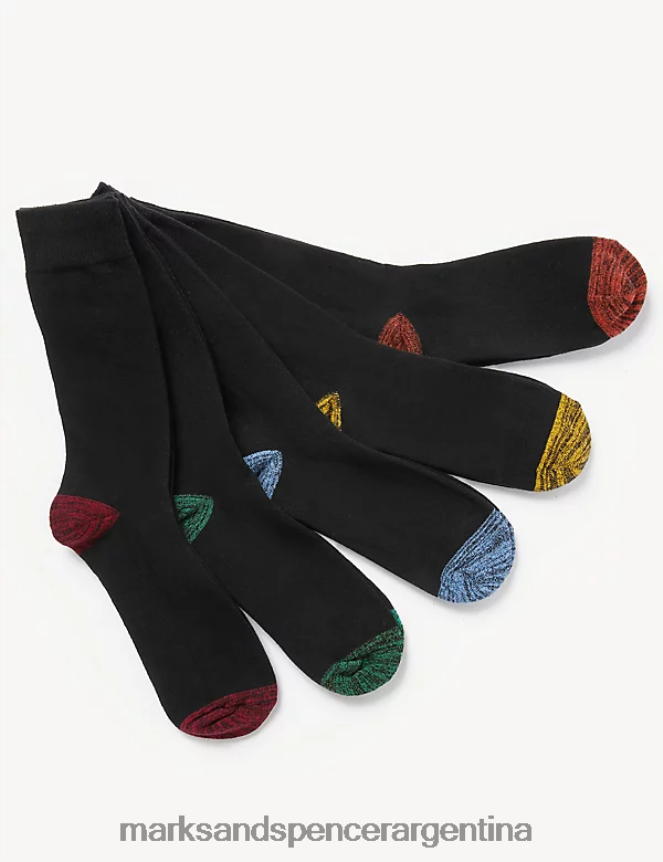 Marks & Spencer hombres Paquete de 5 calcetines frescos y ricos en algodón ropa mezcla negra 46VL4826