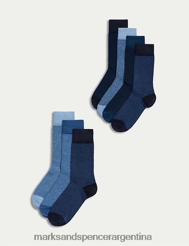 Marks & Spencer hombres Paquete de 7 calcetines frescos y frescos ropa mezcla de mezclilla 46VL7406
