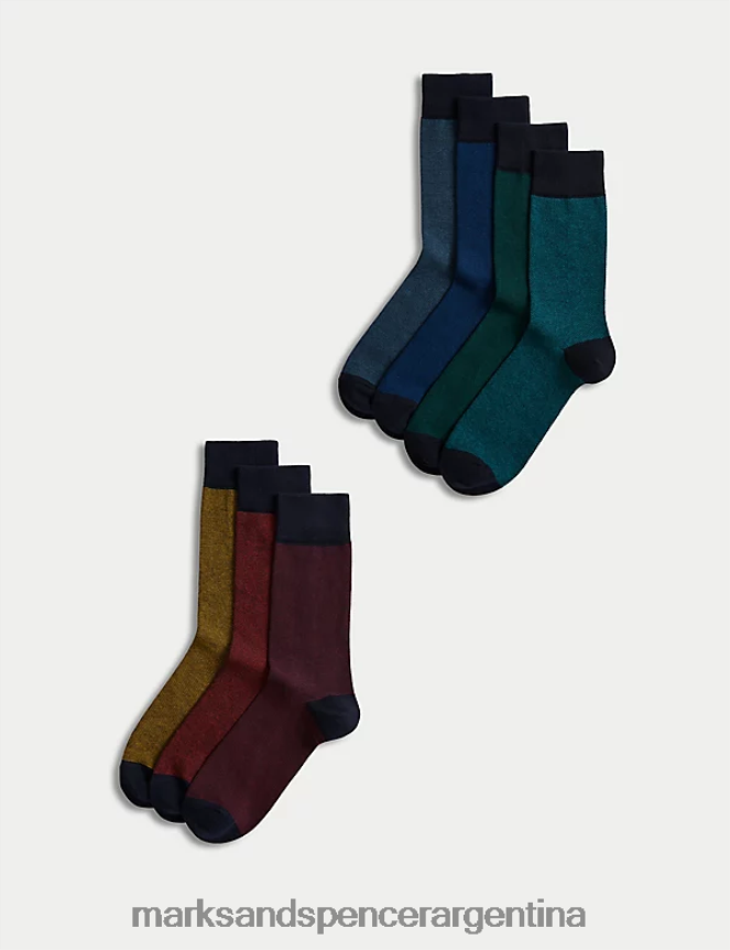 Marks & Spencer hombres Paquete de 7 calcetines frescos y ricos en algodón ropa multi 46VL4734
