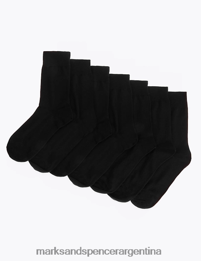 Marks & Spencer hombres Paquete de 7 calcetines ricos en algodón ropa negro 46VL7140