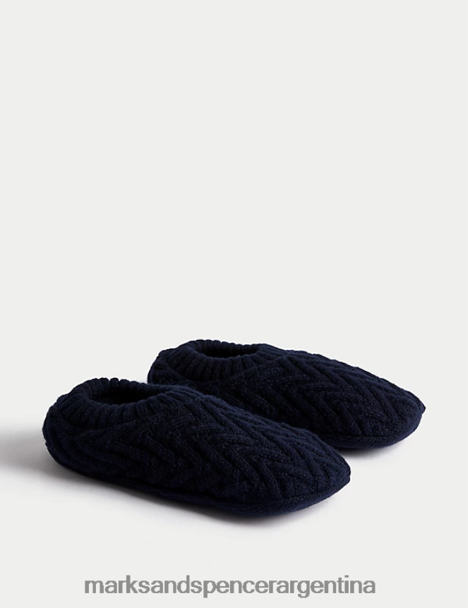 Marks & Spencer hombres calcetines tipo pantuflas con diseño de espiga ropa Armada 46VL5874