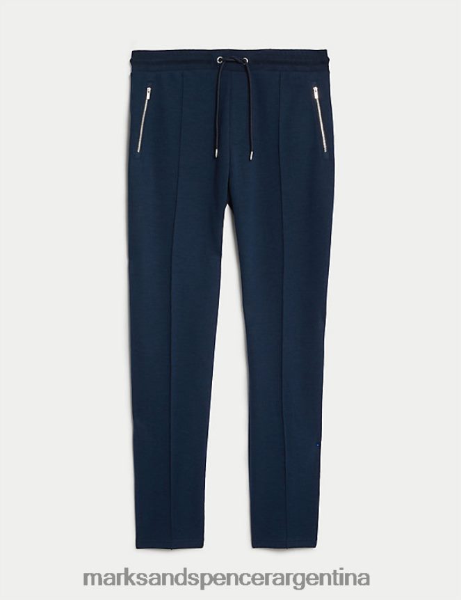 Marks & Spencer hombres joggers con bolsillos y cremallera en mezcla de algodón ropa azul marino oscuro 46VL6858