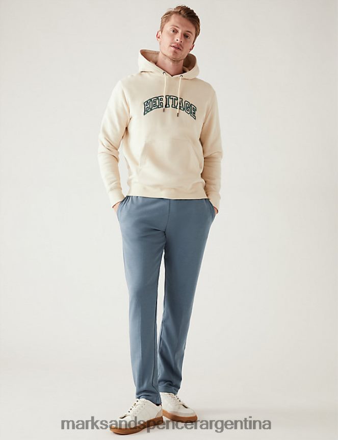 Marks & Spencer hombres joggers con pernera recta y rico en algodón ropa fuerza aérea azul 46VL5740