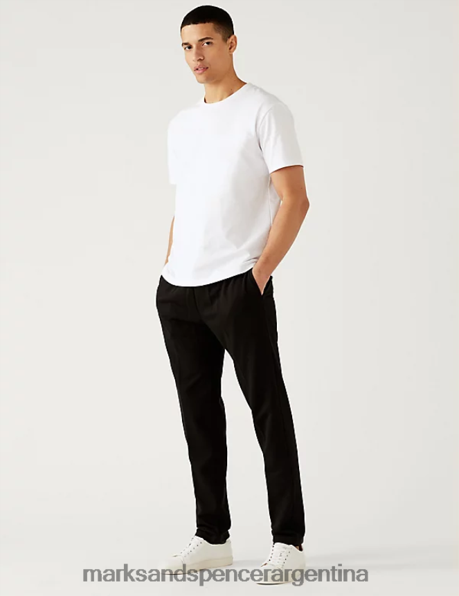 Marks & Spencer hombres joggers con pernera recta y rico en algodón ropa negro 46VL5736