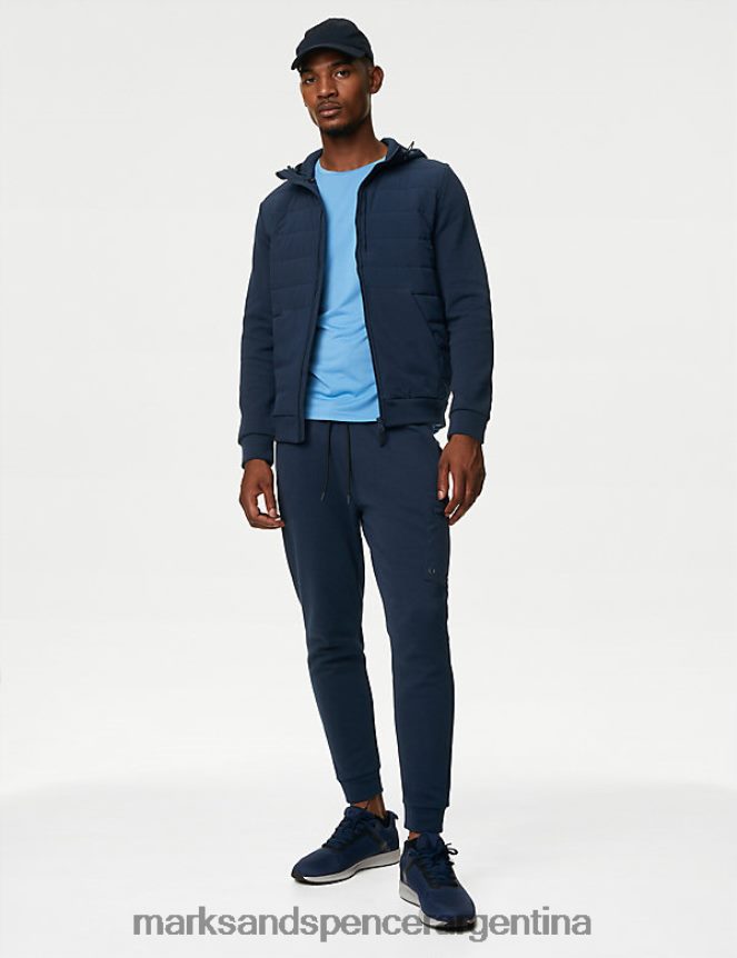Marks & Spencer hombres joggers deportivos con puños y bolsillo con cremallera ropa azul marino medio 46VL6962