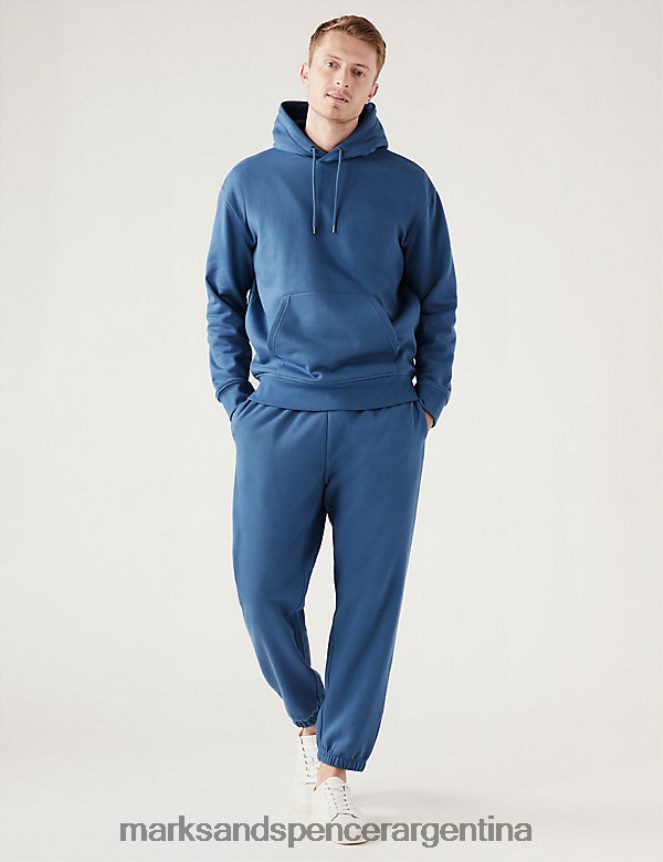 Marks & Spencer hombres joggers extragrandes con rico algodón ropa azul acero 46VL6832