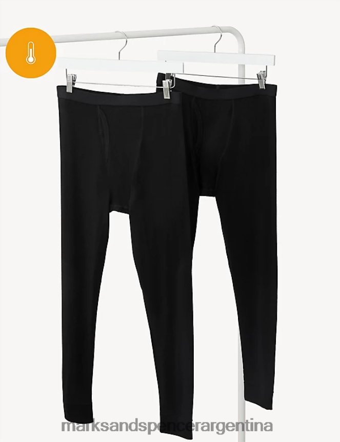 Marks & Spencer hombres Calzoncillos largos térmicos ligeros Heatgen, 2 unidades ropa negro 46VL5458