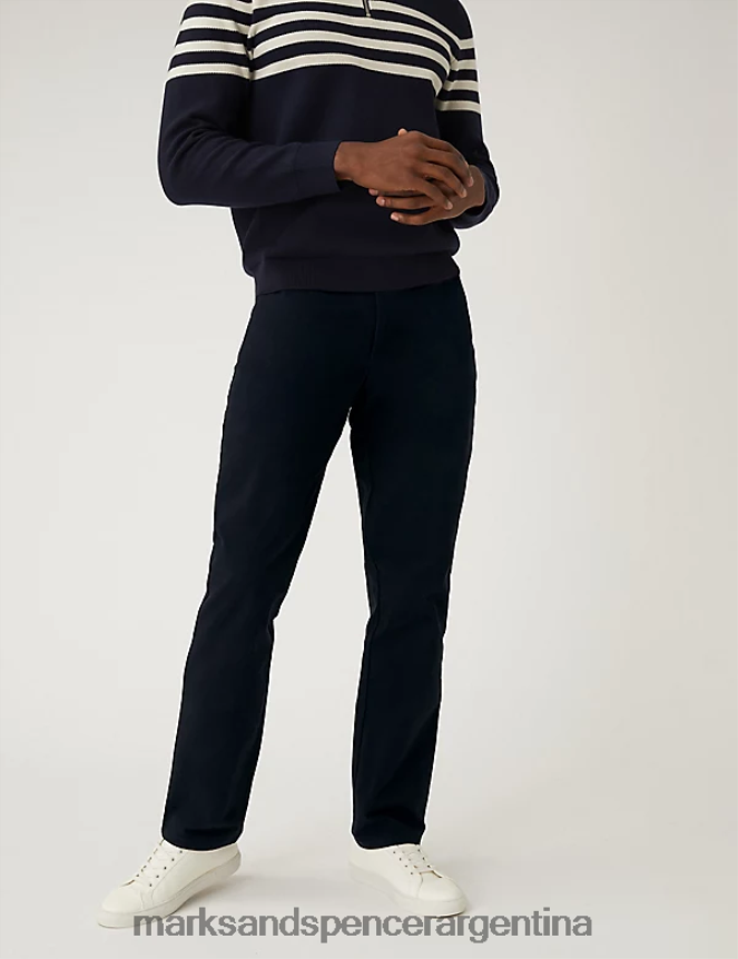 Marks & Spencer hombres Pack de 2 chinos elásticos de corte estándar ropa azul negro 46VL5486