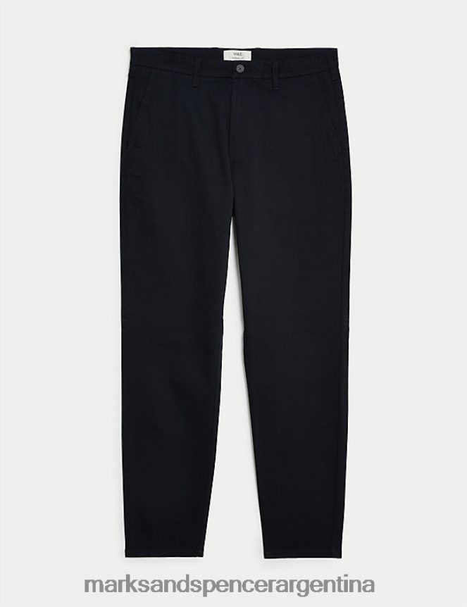 Marks & Spencer hombres chinos elásticos de corte tapered ropa Armada 46VL5964