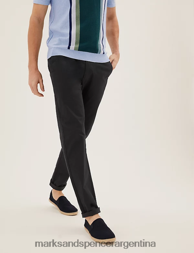 Marks & Spencer hombres chinos holgados y elásticos ropa Armada 46VL6564