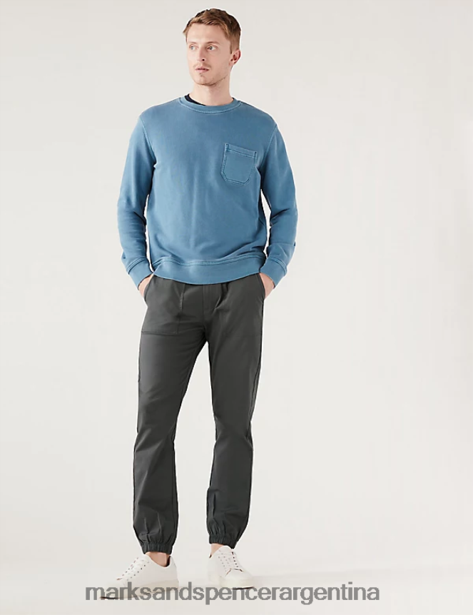 Marks & Spencer hombres joggers ajustados con cintura elástica y puños ropa gris 46VL6164