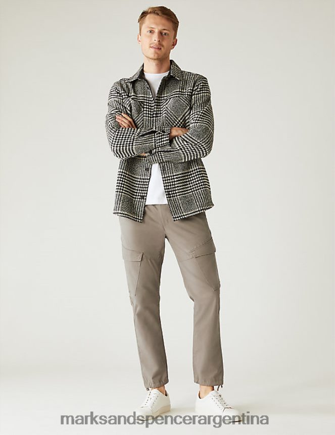 Marks & Spencer hombres pantalones cargo slim con cintura elástica ropa ónix 46VL5998