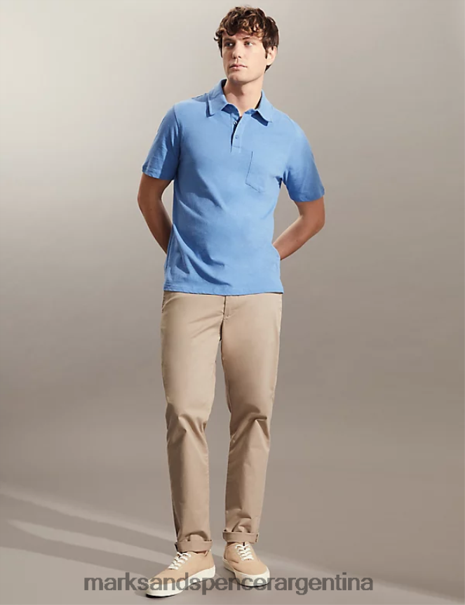 Marks & Spencer hombres pantalones chinos elásticos de corte slim ropa medio amarillento 46VL7240